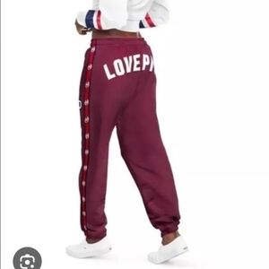 Vs Pink Large Maroon Campus Sweatpants With Taping Detail